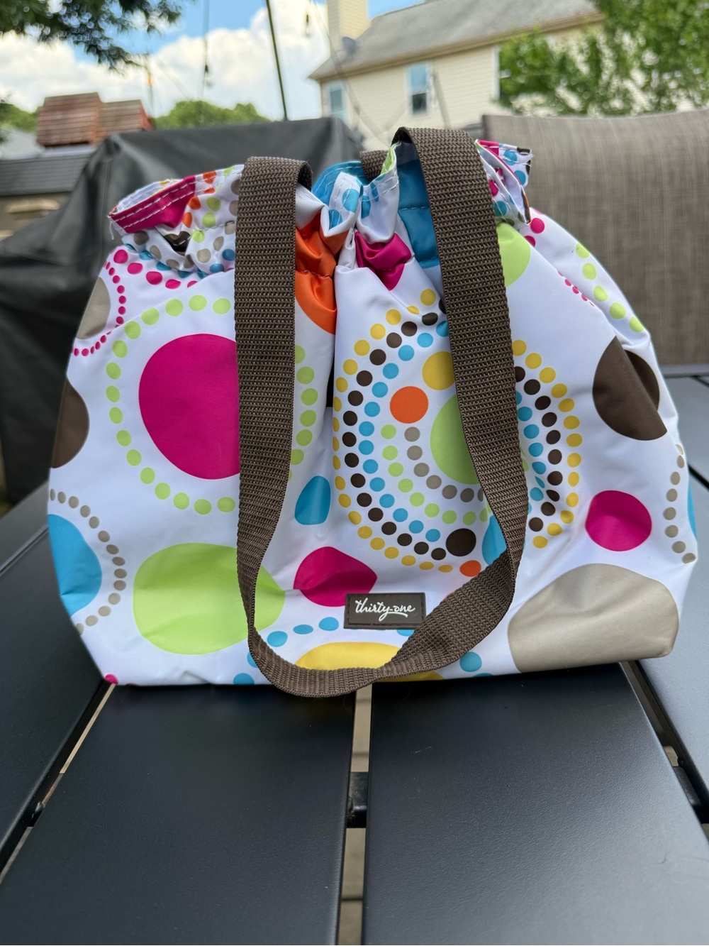 Thirty One Cinch It Up Thermal Lunch Bag Circle Spirals Pattern- NEW